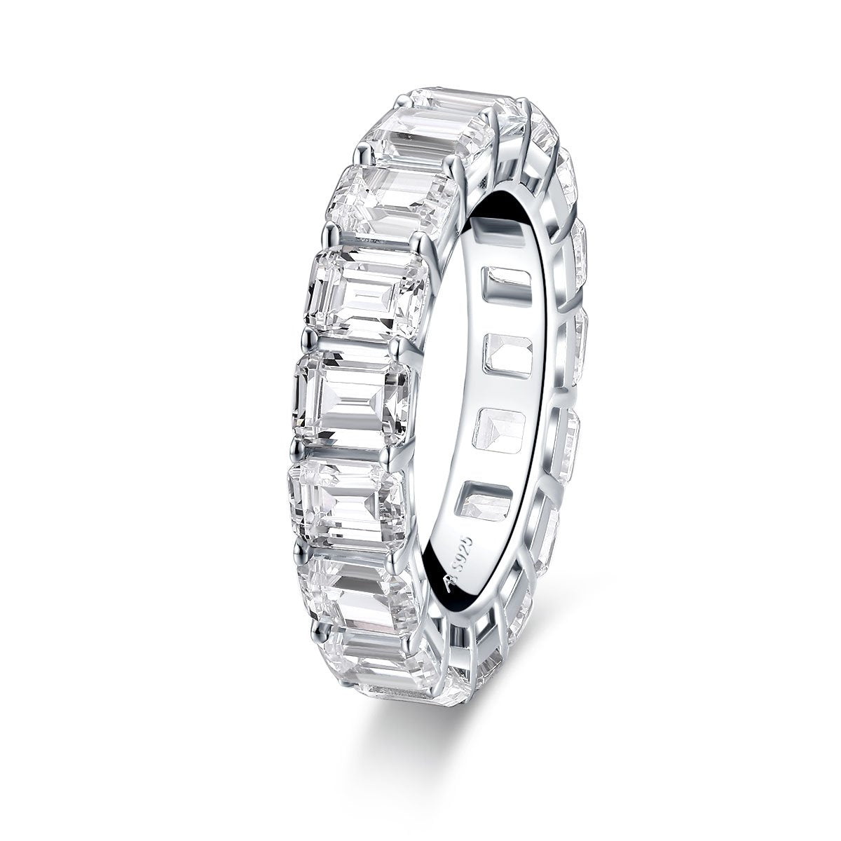 925 Sterling Silver Emerald CZ Full Eternity Ring 2