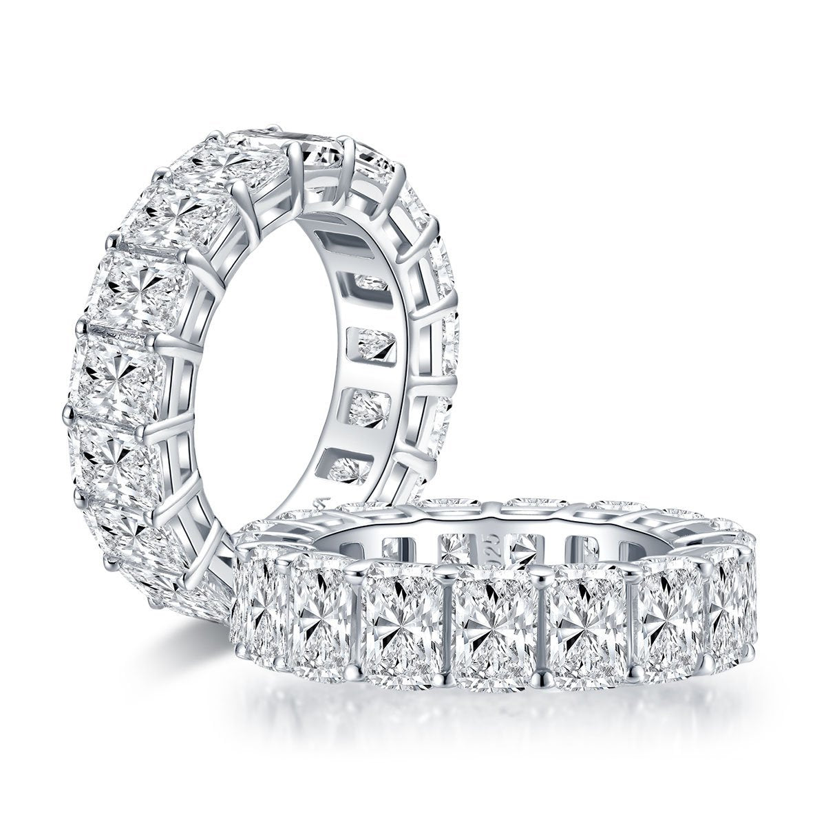 925 Sterling Silver Radiant Created CZ Full Eternity Ring 1