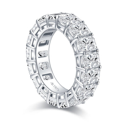 925 Sterling Silver Radiant Created CZ Full Eternity Ring 4