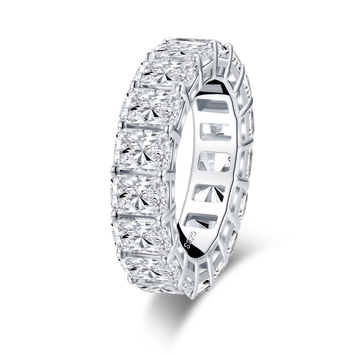 925 Sterling Silver Radiant Created CZ Full Eternity Ring 2