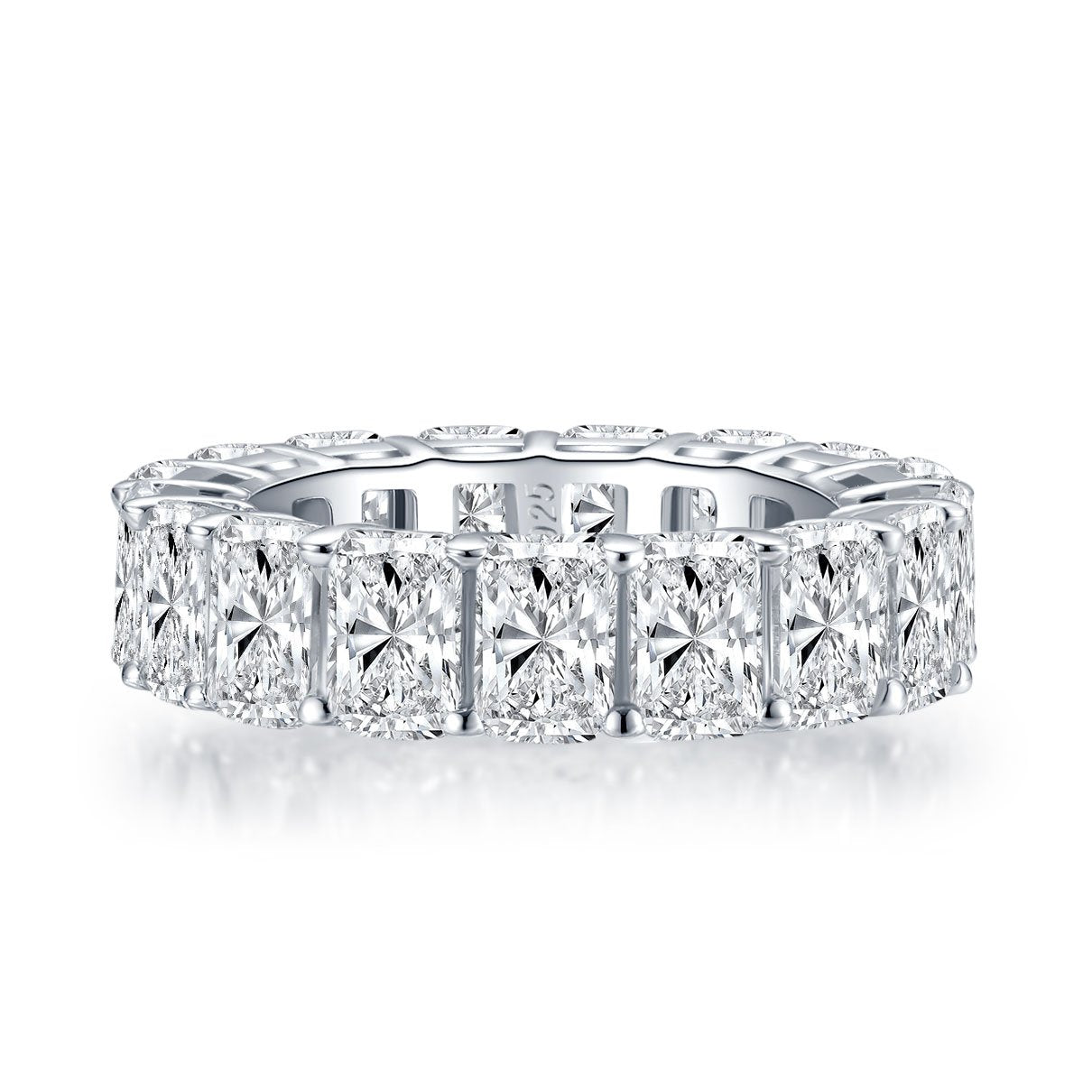 925 Sterling Silver Radiant Created CZ Full Eternity Ring 3