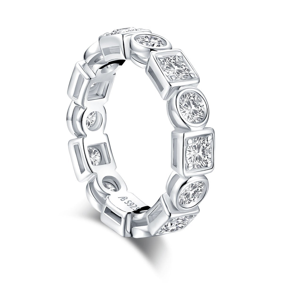 925 Sterling Silver Round CZ Full Eternity Ring 10