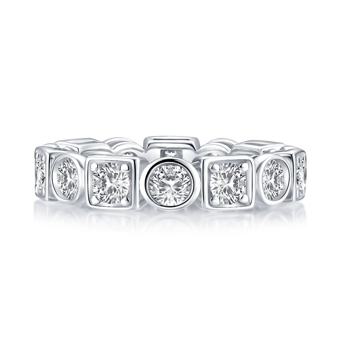 925 Sterling Silver Round CZ Full Eternity Ring 9