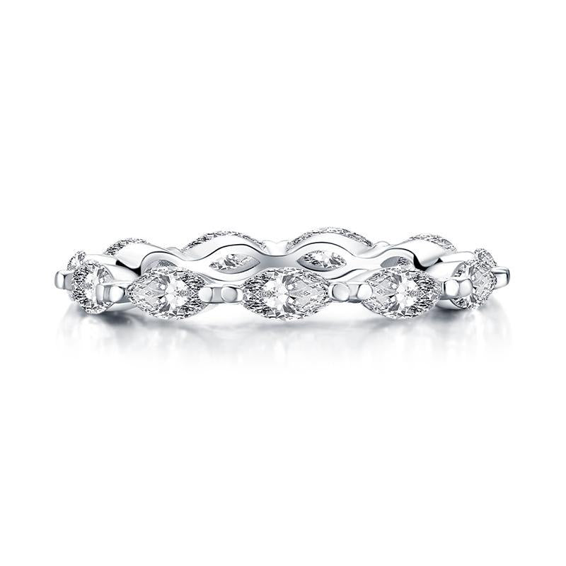 925 Sterling Silver Marquise Cut CZ Eternity Band Ring 2