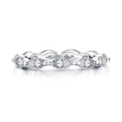 925 Sterling Silver Marquise Cut CZ Eternity Band Ring 2