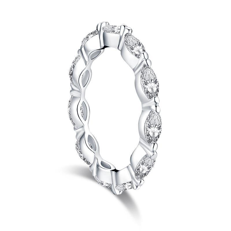 925 Sterling Silver Marquise Cut CZ Eternity Band Ring 3