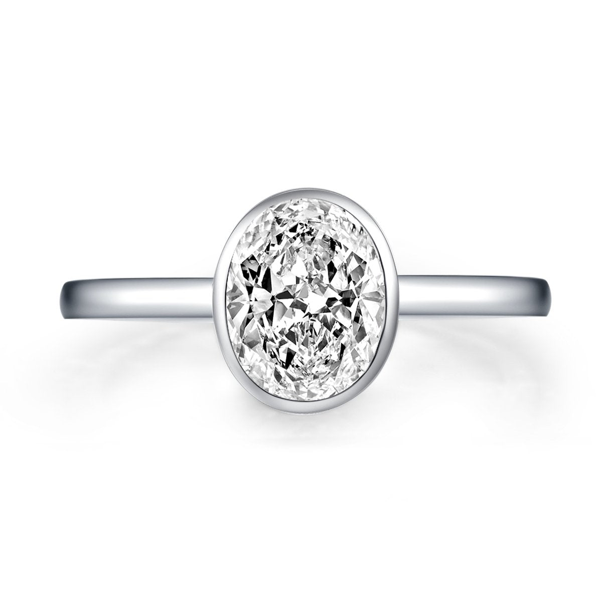 925 Sterling Silver White Created CZ Oval Solitaire Ring 3