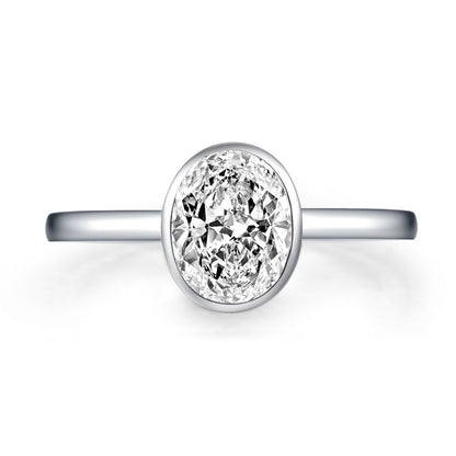 925 Sterling Silver White Created CZ Oval Solitaire Ring 3