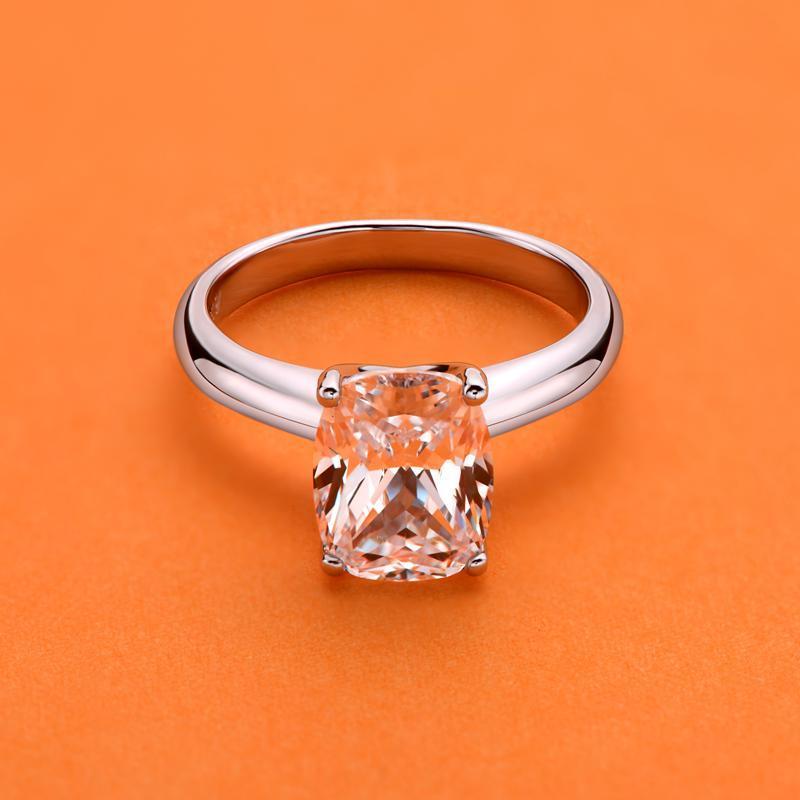 925 Sterling Silver Cushion Cut CZ Solitaire Ring 2