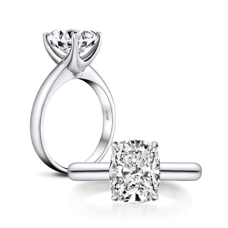 925 Sterling Silver Cushion Cut CZ Solitaire Ring 4