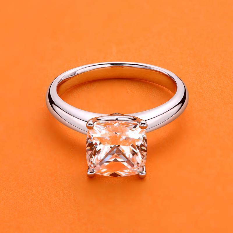 925 Sterling Silver Cushion Cut CZ Solitaire Ring 2