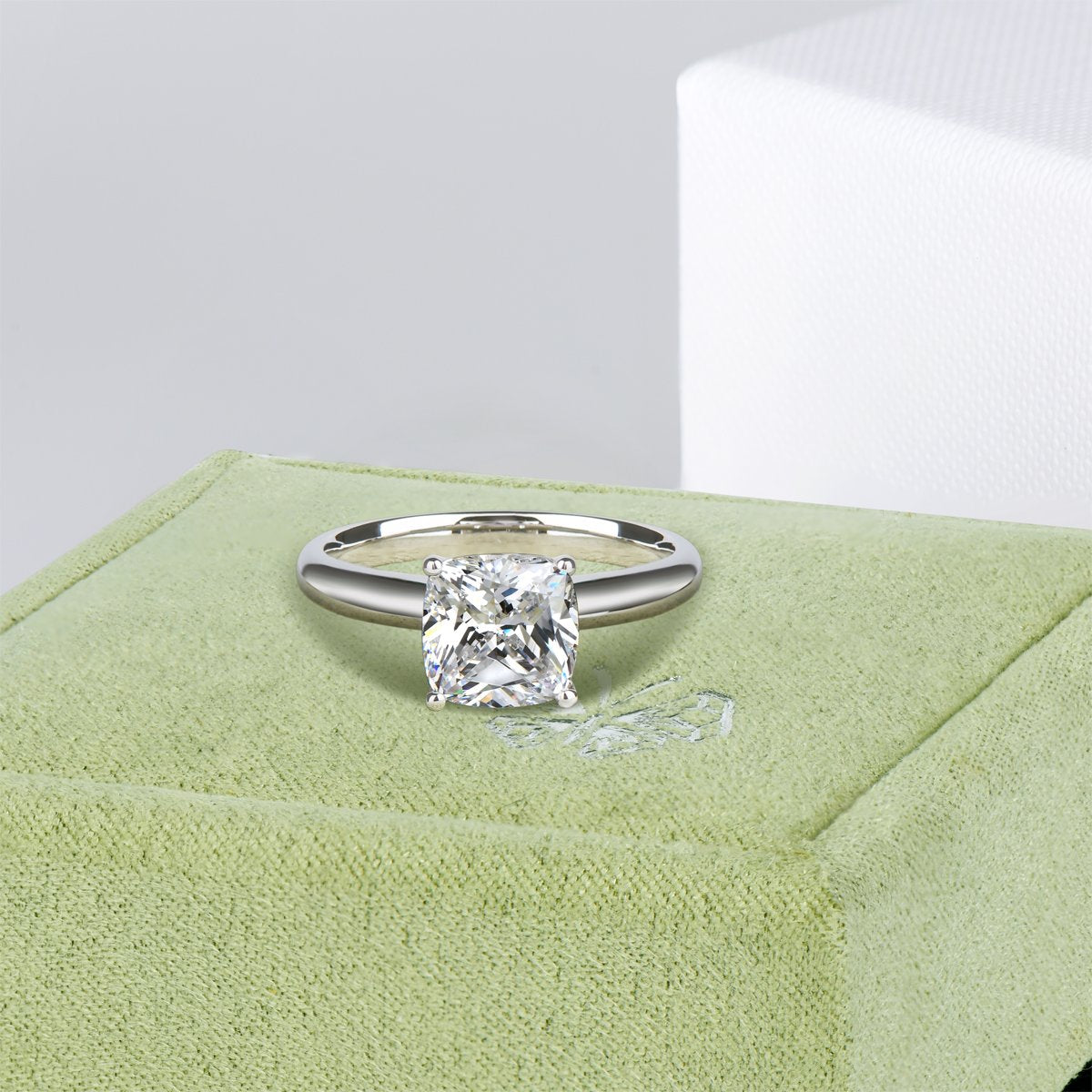 925 Sterling Silver Cushion CZ Solitaire Ring 7