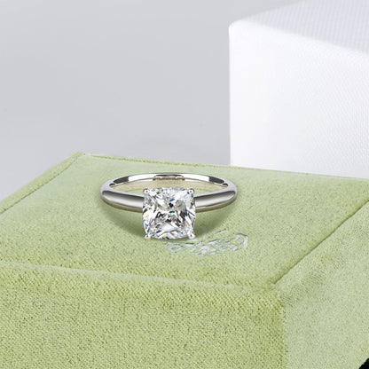 925 Sterling Silver Cushion CZ Solitaire Ring 7