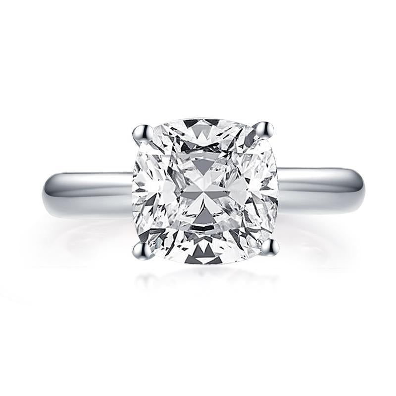 925 Sterling Silver Princess & Cushion & Round & Asscher Cut Created White Diamond Solitaire Ring 3