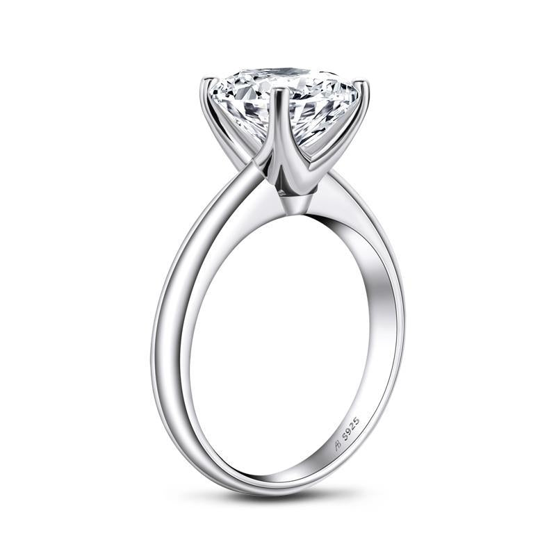 925 Sterling Silver Asscher Created White Diamond Solitaire Ring 6