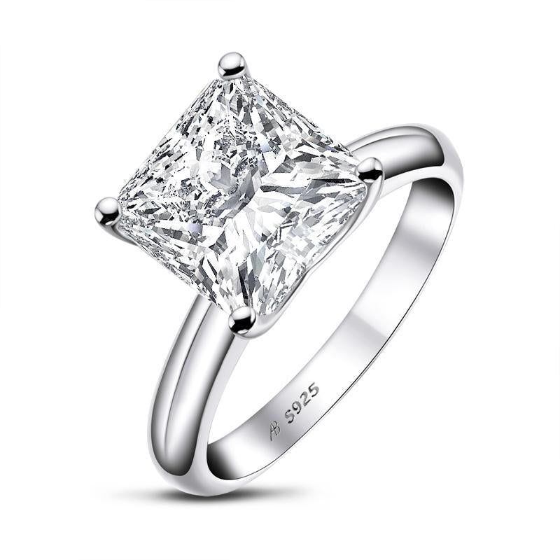 925 Sterling Silver Princess Created CZ Solitaire Ring 2