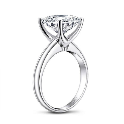 925 Sterling Silver Princess Created CZ Solitaire Ring 4