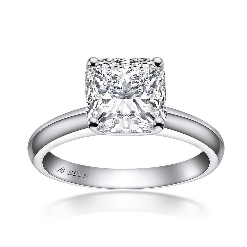 925 Sterling Silver Princess Created CZ Solitaire Ring 3