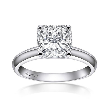 925 Sterling Silver Princess Created CZ Solitaire Ring 3