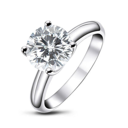 925 Sterling Silver Classic Round Cut CZ Solitaire Ring 1