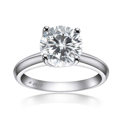 925 Sterling Silver Classic Round Cut CZ Solitaire Ring 2