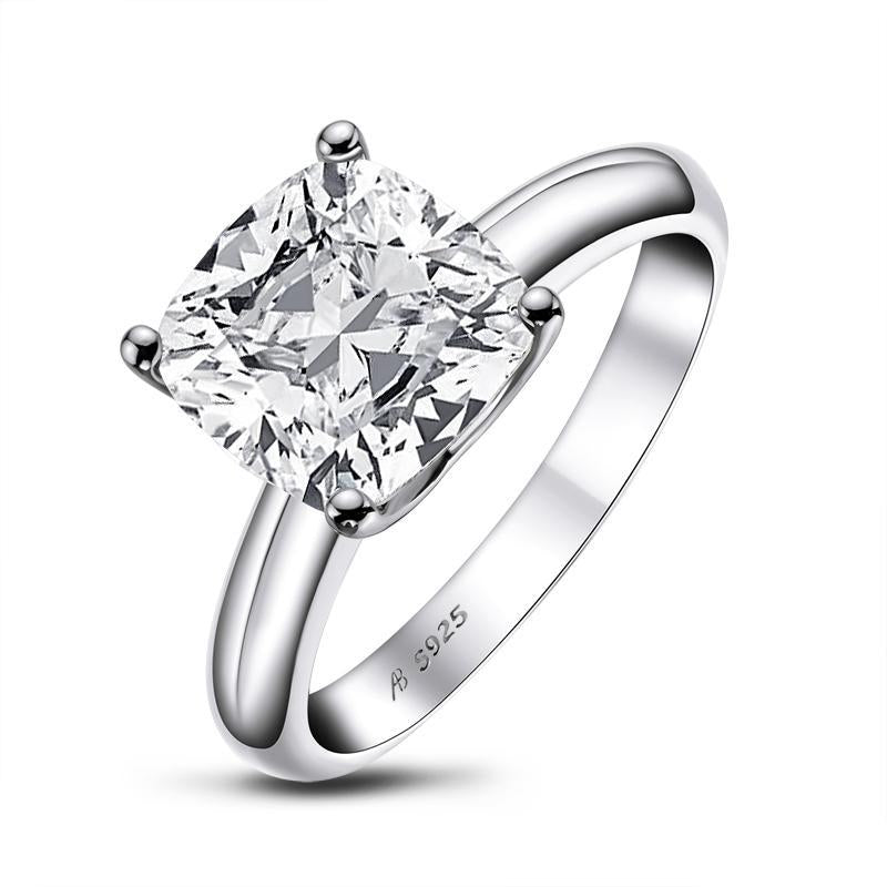 925 Sterling Silver Princess & Cushion & Round & Asscher Cut Created White Diamond Solitaire Ring 2