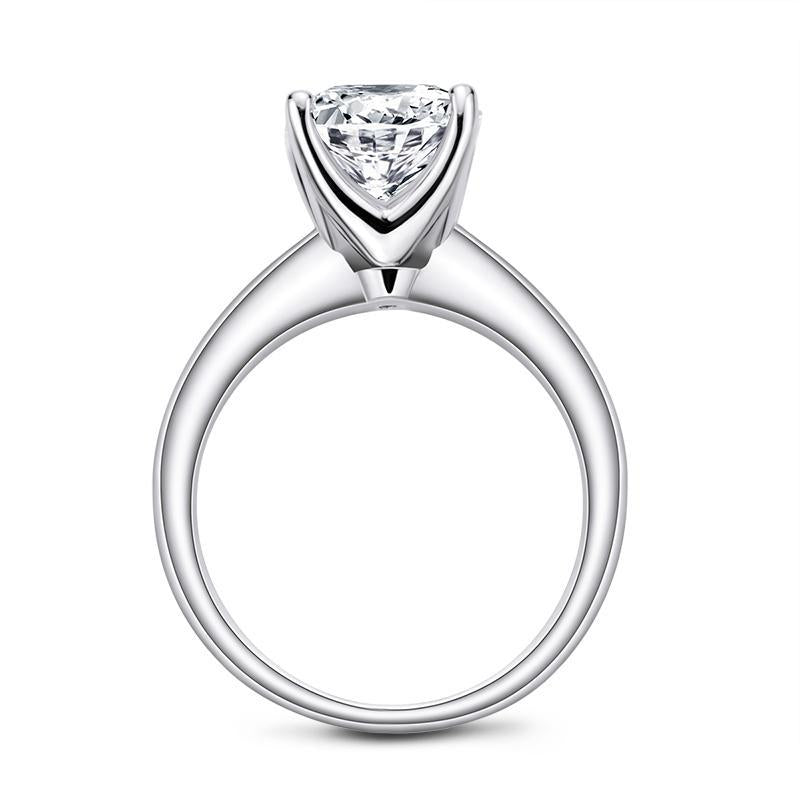 925 Sterling Silver Princess & Cushion & Round & Asscher Cut Created White Diamond Solitaire Ring 9