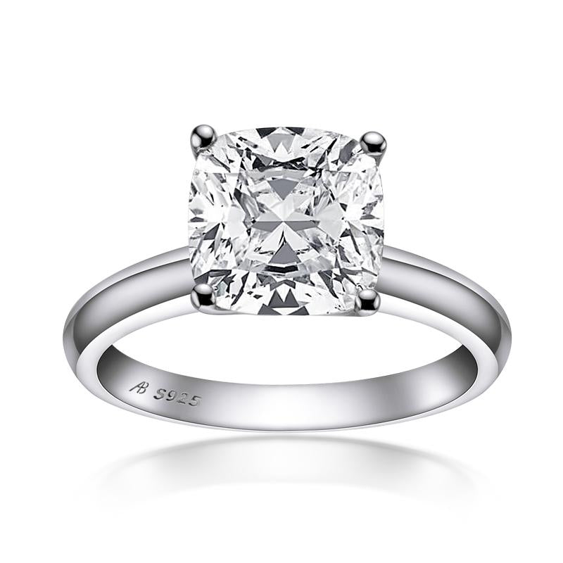 925 Sterling Silver Cushion Cut CZ Solitaire Ring 3