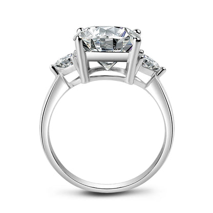 925 Sterling Silver Three Stone Round CZ Ring 4