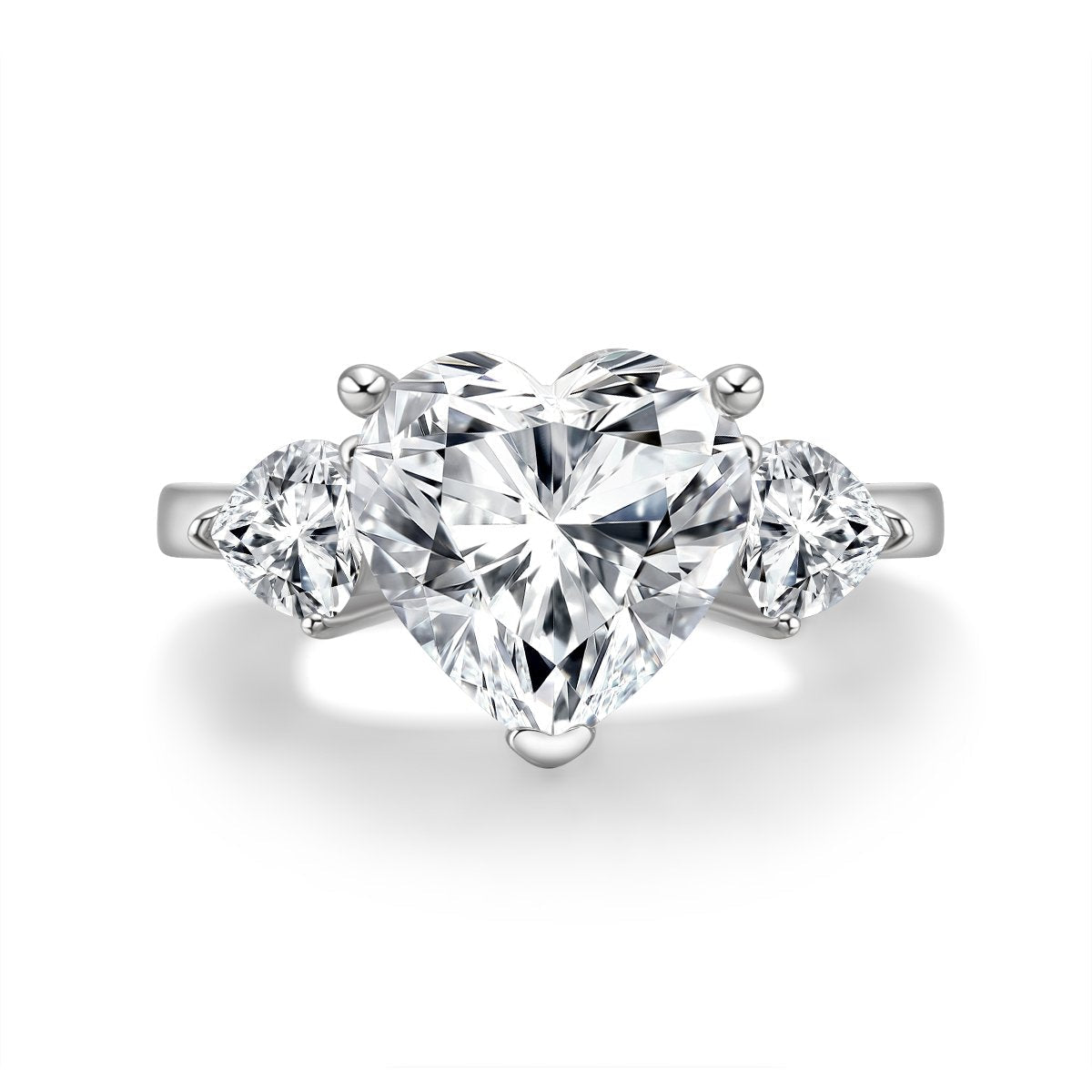 Three Stone Heart CZ Trillion Ring 2