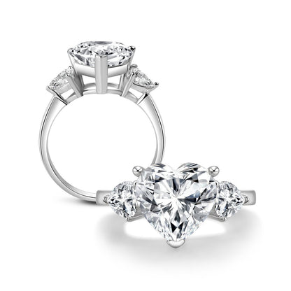 Three Stone Heart CZ Trillion Ring 3