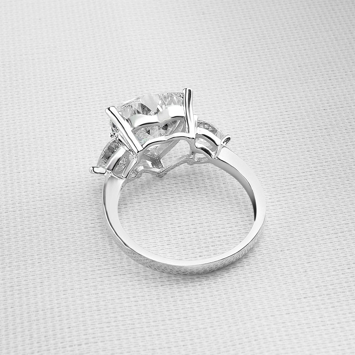 Three Stone Heart CZ Trillion Ring 7