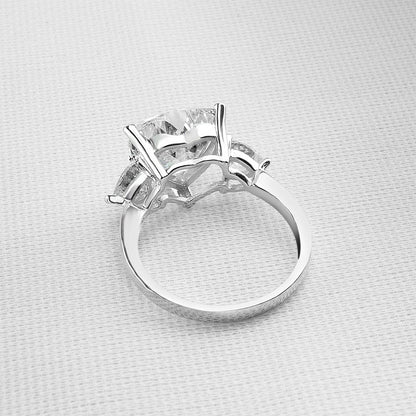 Three Stone Heart CZ Trillion Ring 7