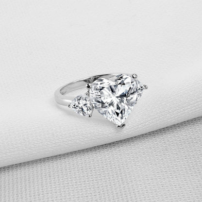 Three Stone Heart CZ Trillion Ring 6