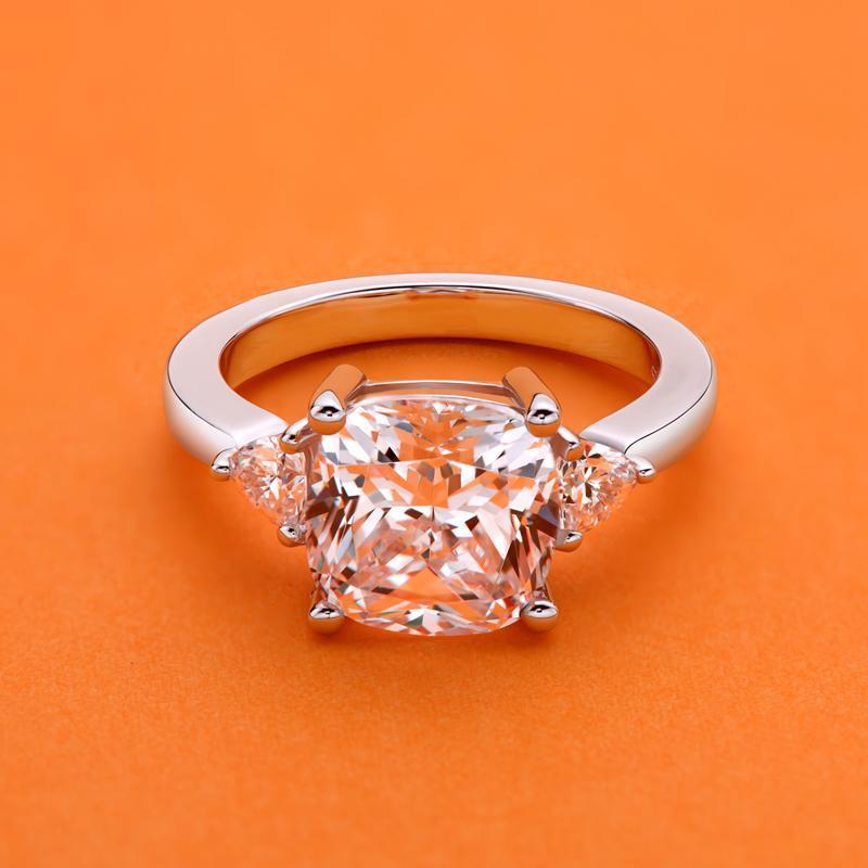 925 Sterling Silver Luxury Cushion Cut Cz Stone Ring 6