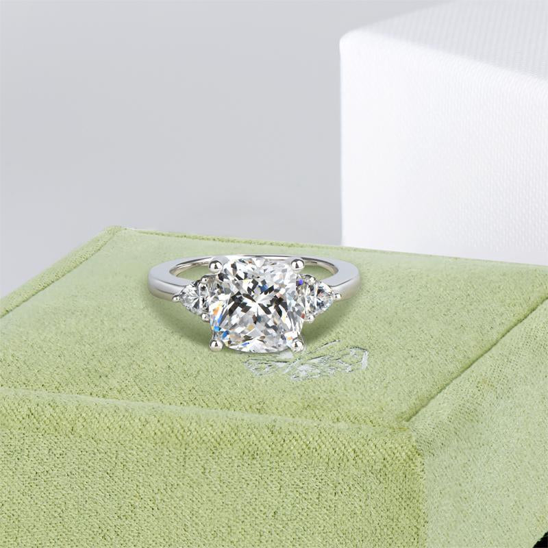 925 Sterling Silver Luxury Cushion Cut Cz Stone Ring 7