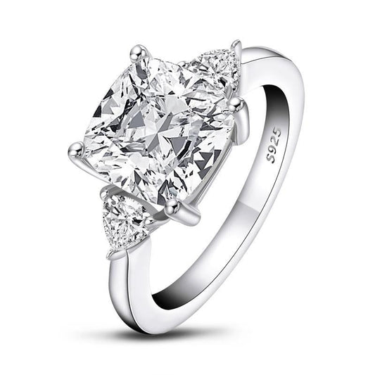 925 Sterling Silver Luxury Cushion Cut Cz Stone Ring 1