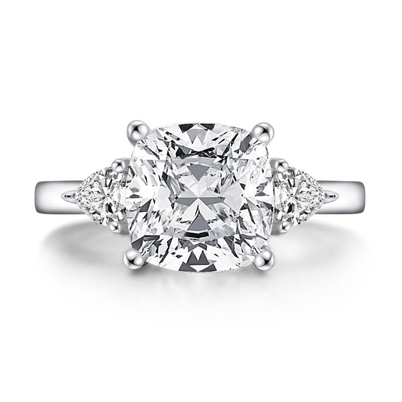 925 Sterling Silver Luxury Cushion Cut Cz Stone Ring 8