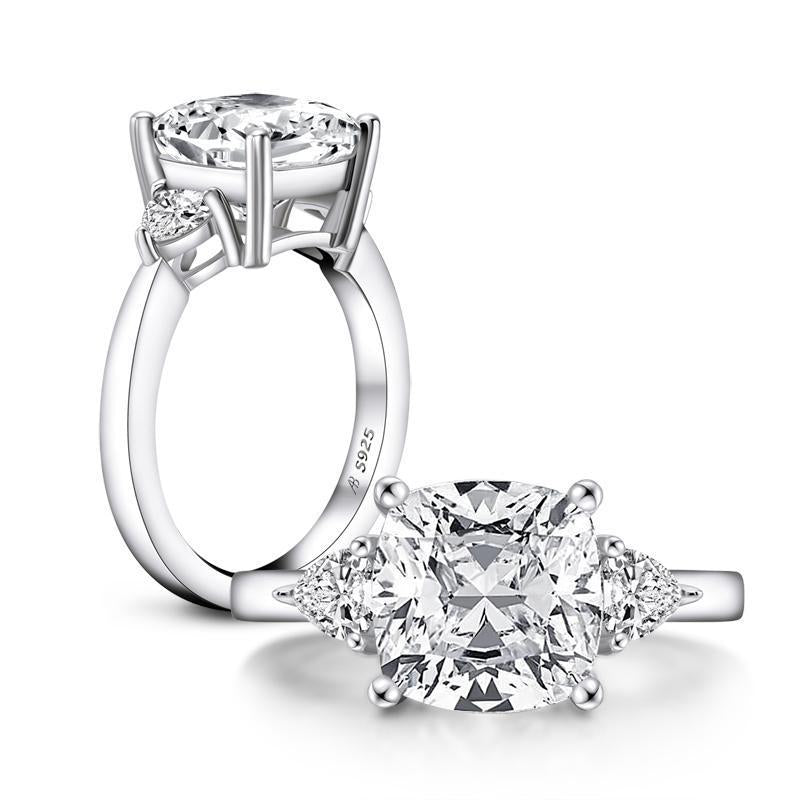 925 Sterling Silver Luxury Cushion Cut Cz Stone Ring 3