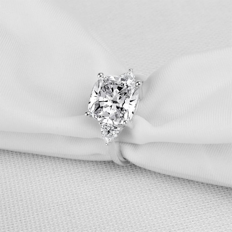 925 Sterling Silver Cushion Cut CZThree Stone Ring 9