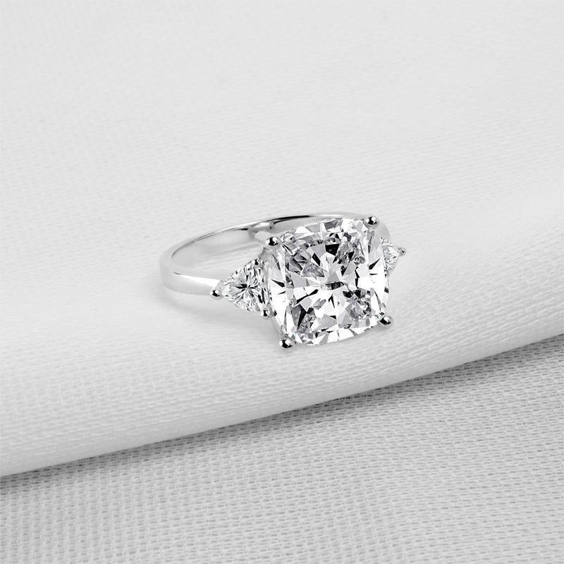 925 Sterling Silver Cushion Cut CZThree Stone Ring 8