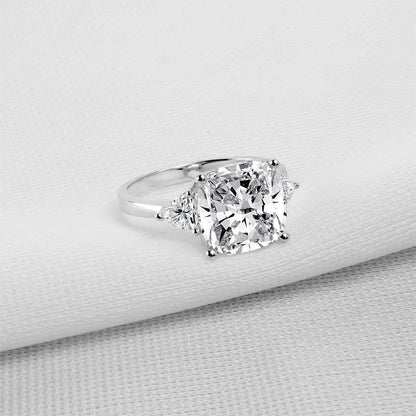 925 Sterling Silver Cushion Cut CZThree Stone Ring 8