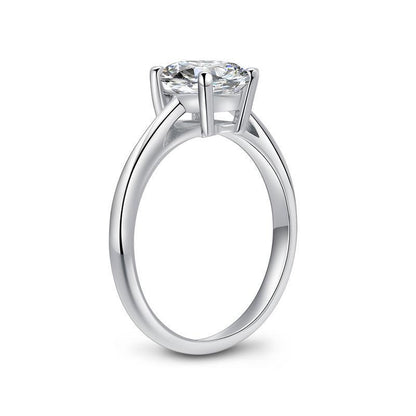 925 Sterling Silver Classic Oval Solitaire CZ Diamond Ring 4