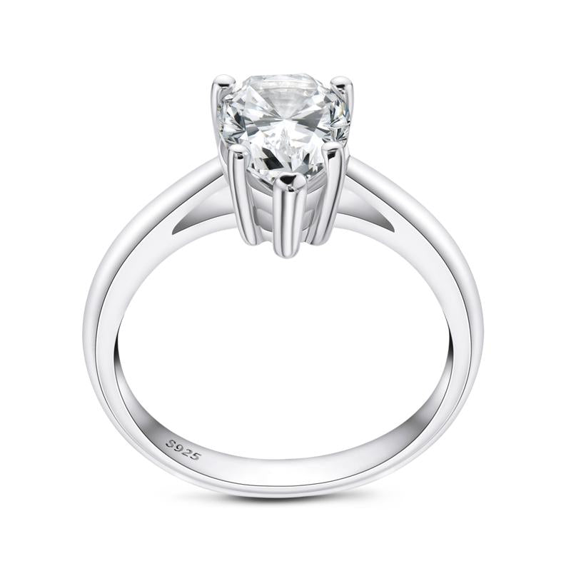 925 Sterling Silver Classic Solitaire Pear CZ Ring 3