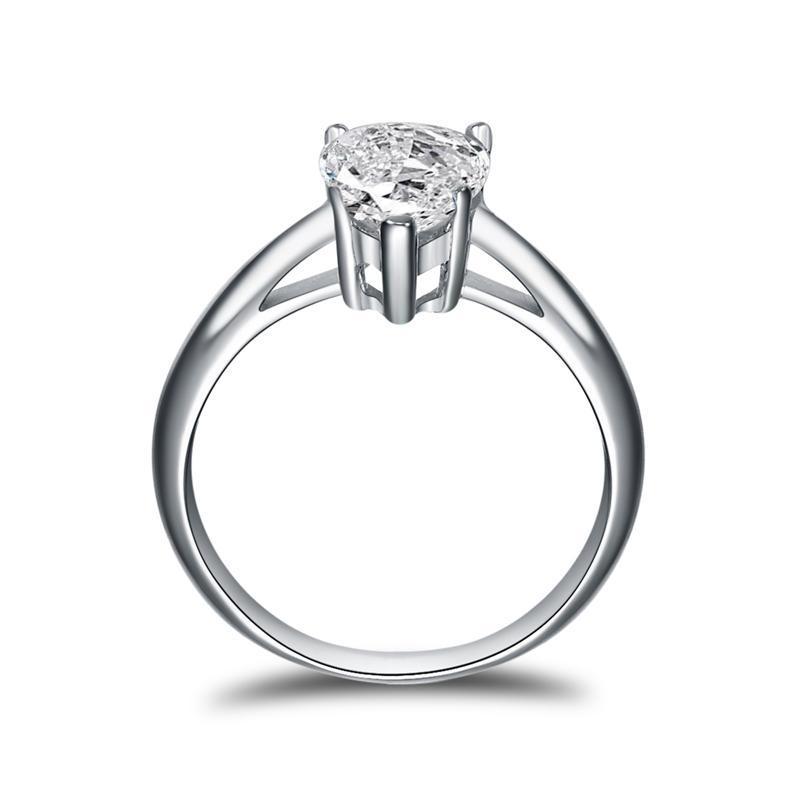 925 Sterling Silver Classic Solitaire Pear CZ Ring 4