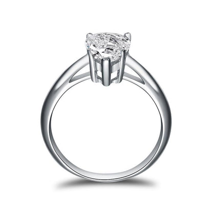 925 Sterling Silver Classic Solitaire Pear CZ Ring 4