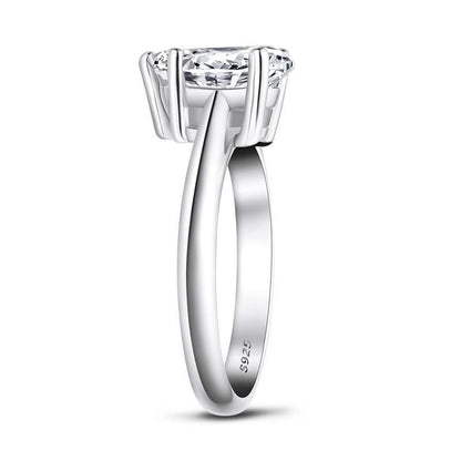 925 Sterling Silver Classic Solitaire Pear CZ Ring 4