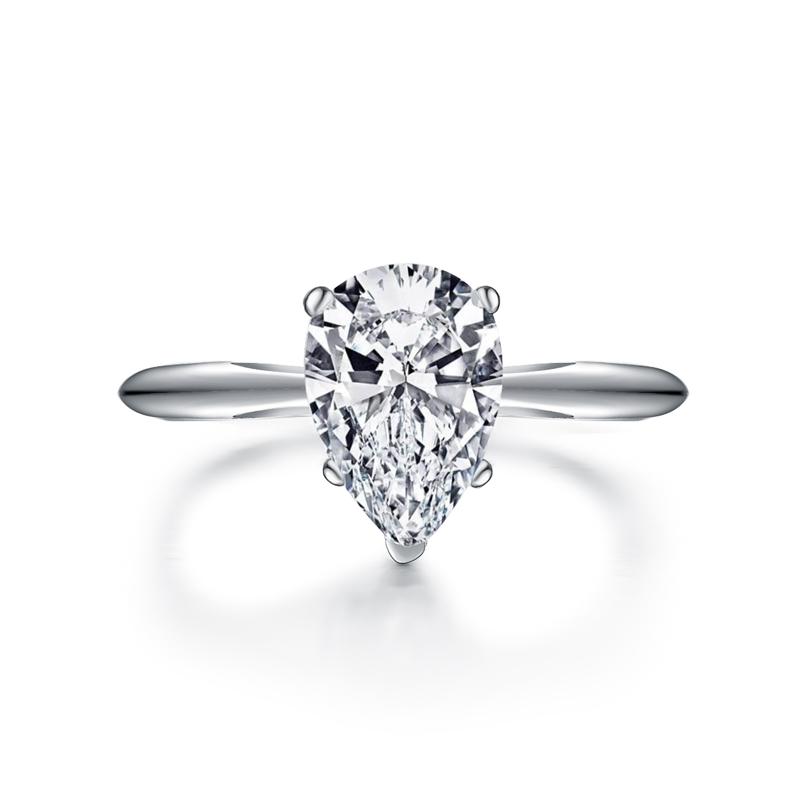 925 Sterling Silver Classic Solitaire Pear CZ Ring 2