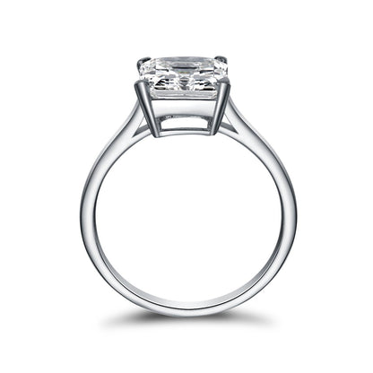 925 Sterling Silver Princess Created CZ Solitaire Ring 5