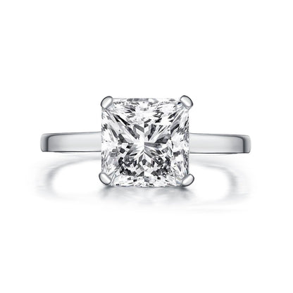 925 Sterling Silver Princess Created CZ Solitaire Ring 4